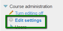 course admin edit settings